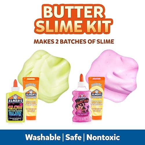 Elmer’s Butter Slime Kit, Includes Glow in the Dark Glue, Glitter Glue, Slime Activator, 4 Count - Kids Activity, Creative, Fun Holiday Gift thumbnail 3