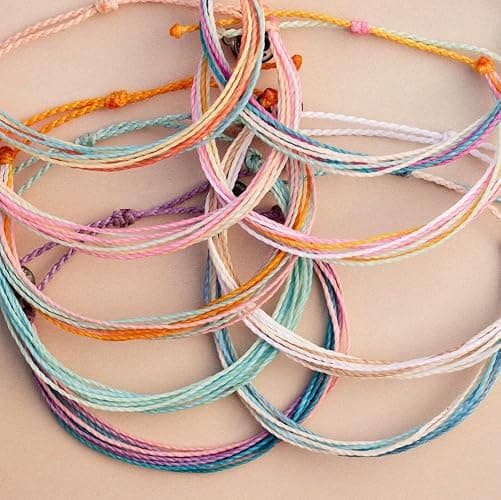 Pura Vida Bracelets Pack Friendship Bracelet Pack - Set of 10 Stackable Bracelets for Women, Handmade Bracelets & Cute Bracelets, Beach Accessoriess - 10 String Bracelets thumbnail 3