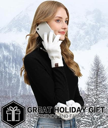 FZ FANTASTIC ZONE Women's Winter Touchscreen Wool Magic Gloves Warm Knit Fleece Lined for Women thumbnail 6