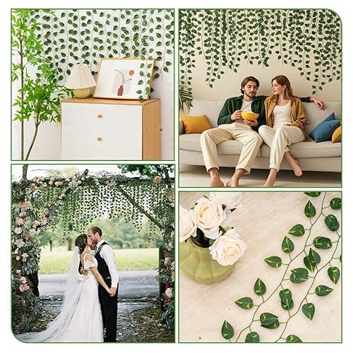12 Pack 86Ft Fake Plants Artificial Vines for Room Decor, Faux Ivy Greenery Garland for Home Teen Girls Bedroom Living Aesthetic Farmhouse Dorm Wall Decoration, Wedding Easter Christmas Party Gift thumbnail 7