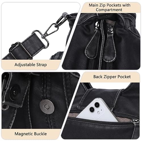 Angel Kiss Hobo Bags for Women Vegan Leather Shoulder Purses and Handbags Ladies Roomy Tote Bags Purse with Crossbody Strap thumbnail 5