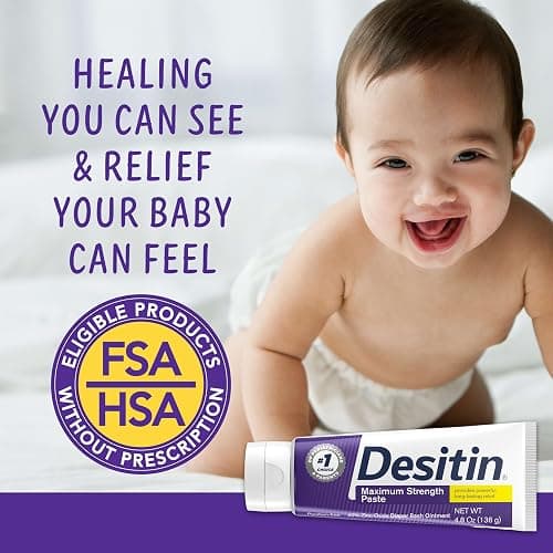 Desitin Maximum Strength Paste, 40% Zinc Oxide Paste, Diaper Rash Healing Ointment for Immediate Relief, Dermatologist Pediatrician Tested, Helps Heal Diaper Rash, Protects Up to 12 Hours, 4.8 Oz Tube thumbnail 5