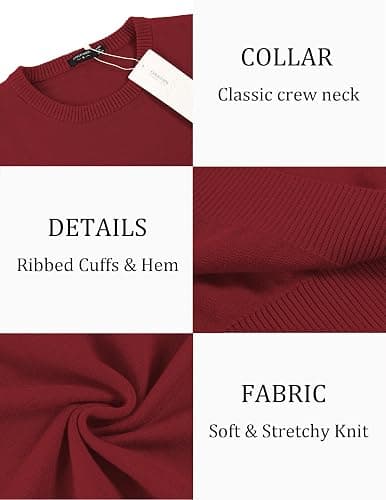 COOFANDY Men's Crew Neck Sweater Slim Fit Lightweight Sweatshirts Knitted Pullover for Casual Or Dressy Wear thumbnail 4