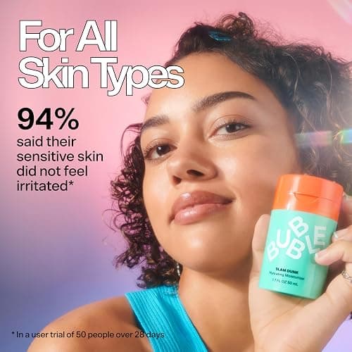 Bubble Skincare Slam Dunk Hydrating Face Moisturizer - Lightweight Face Lotion With Vitamin E + Aloe Vera - Daily Facial Moisturizer for Normal + Dry Skin - Skin Care with Blue Light Protection (50ml) thumbnail 5