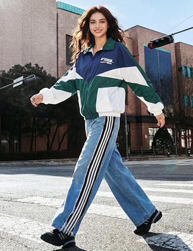Wyeysyt Women Windbreaker Jacket Y2k Varsity Jackets Oversized Vintage 90s Jacket thumbnail 4
