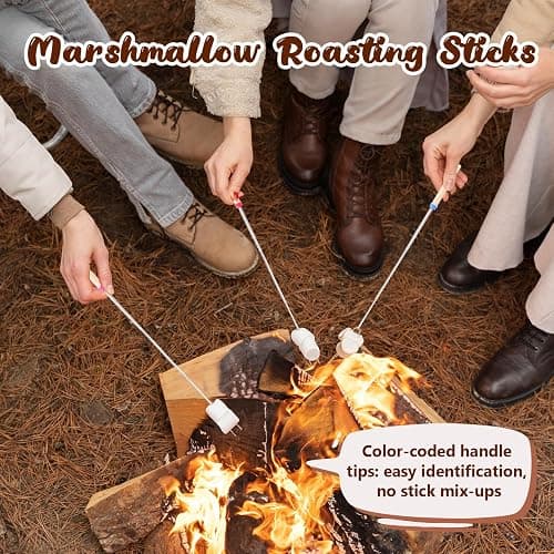 Portable Smores Kit 4 In 1 Smores Caddy Organizer with Handle 6 Pcs 32 Inch Marshmallow Roasting Sticks Dark Brown Smores Basket Tray with Handles Wooden Smores Maker Box with Lid for Camping Outdoor thumbnail 7