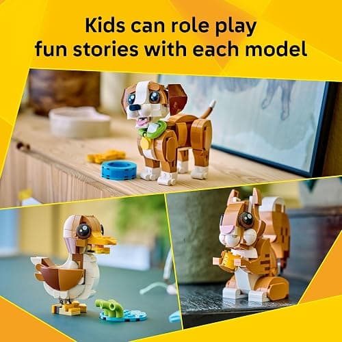 LEGO Creator 3 in 1 Cute Animals: Playful Puppy Dog Building Toy - Bedroom Decor for Girls & Boys, Ages 8+ - Gift for Birthdays - Build a Dog, Squirrel, or Duck - 31382 thumbnail 3