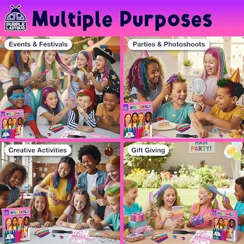 Hair Chalk for Girls Washable Hair Dye - Stocking Stuffers for Kids 8-10 6-8, Christmas Gifts for Girls 6 7 8 9 10 11 12 Years Old, Temporary Hair Color for Kids Tweens Teens Birthday Party, 12 Colors thumbnail 6