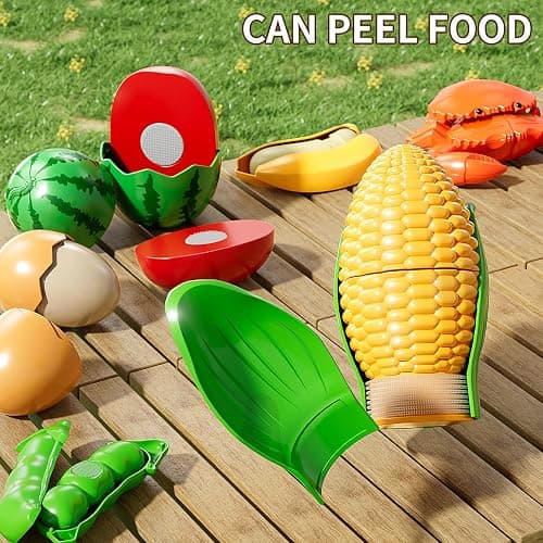 NIPLOOOW Play Food Set for Kids, Toddler Learning Toys, Cutting Food Toy Color Sorting Set, Pretend Food Play Kitchen Accessories for Kids, Birthday Gifts for 3-8 Years old Boys Girls Educational Toys thumbnail 4