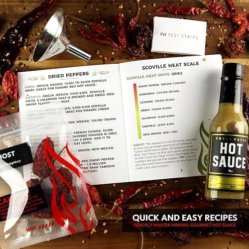 Unique Gift for Men, Deluxe Hot Sauce Making Kit, 3 Varieties of Chili Peppers, Gourmet Spice Blend, 3 Bottles, 16 Fun Labels, Make your own sauce, Nice Gift For Dad, Brother, Uncle, Guys. (Deluxe Kit) thumbnail 3