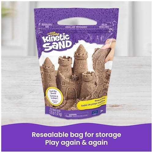 Kinetic Sand 3.25lb Beach Sand Amazon Exclusive, Sensory Toys, Ages 3+ | Moldable Play Sand with Realistic Texture, Refill Playsets & Sensory Bins, Creative Open-Ended Play, Birthday Gifts for Kids thumbnail 7