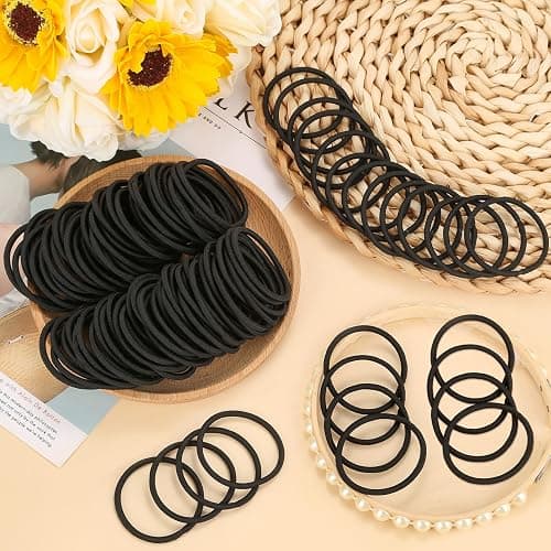 Anezus 200 Pcs Hair Ties for Women Girls Hair Elastics Hair Bands Ponytail Holders Hair Rubber Bands for Thick Straight Curly Hair (Black) thumbnail 5