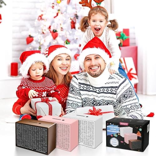 Wooden Money Saving Box, Cash Vault Savings Box for $10000 $5000 $3000 $1000 $800 $500 Target Money Saving Challenge, Reusable Money Box with Counter, Dry Erase Pen/Savings Trackers/Rubber Band-Pink thumbnail 2