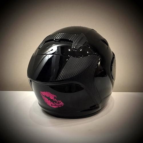 customTAYLOR33 High Intensity Reflective Vinyl Death Kiss Skull Crossbones Lips Decal Bumper Sticker - Cars, Motorcycles, Helmets, Wind Screens, laptops, cellphones, (SE Hot Pink, 6 inch Wide) thumbnail 3
