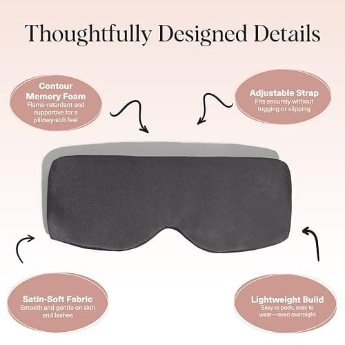 Kitsch Contour Pillow Eye Mask – Softer Than Silk Eye Masks for Sleep, Blindfold Sleep Masks for Women & Men, No Eye Pressure, Lightweight, Eye Care, Travel Essentials - Charcoal thumbnail 4