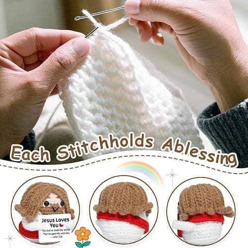 ZooWhale Mini Jesus Gifts Positive Emotional Crochet Jesus Plush Doll ,Christian Gifts for Women Men, Spiritual Faith Based Bible Verse Inspirational Gifts Presents, Handmade Small God Jesus, Christian Gifts for Women, Easter & Religious Activities (Jesus-Mini) thumbnail 2
