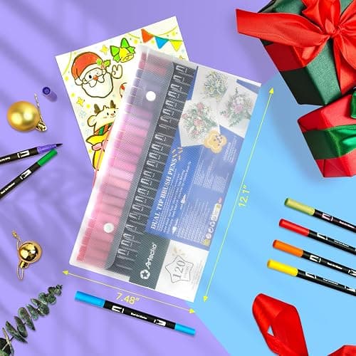 Artecho 120 Colors Markers for Adult Coloring Books, Dual Tip Markers for School, Fine and Brush Tip for Adults Coloring Books, Calligraphy, Drawing, Sketching thumbnail 2