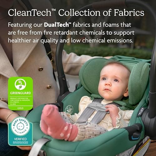 UPPAbaby Aria Lightweight Infant Car Seat/Just Under 6 lbs for Easy Portability/Base with Load Leg + Infant Insert Included/Direct Stroller Attachment/Greyson (Charcoal Mélange/Saddle Leather) thumbnail 4
