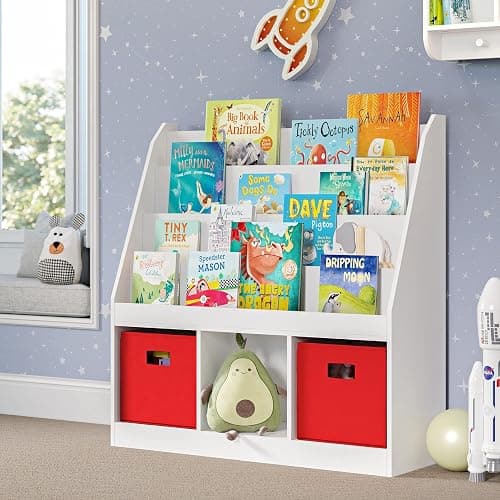 RiverRidge Kids 4 shelves Three Cubbies Bookrack, White (02-251), 11.81"D x 35"W x 36"H thumbnail 2