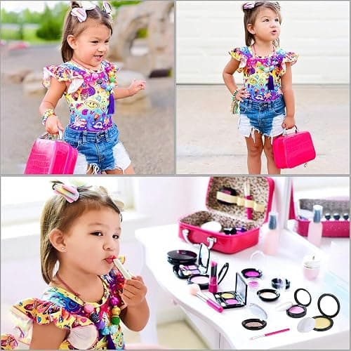 Tepsmigo Pretend Makeup Kit for Girls, Kids Pretend Play Makeup Set - with Cosmetic Bag for Birthday Christmas, Toy Makeup Set for Toddler, Little Girls Age 3+(Not Real Makeup) thumbnail 2