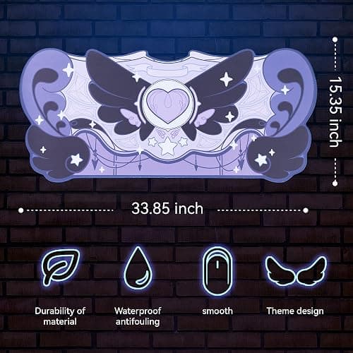 GeekShare Large Gaming Mouse Pad Dark Purple Non-Slip Rubber Back Mouse Pad Big Desk Mat for Keyboard and Mouse,Perfect for Gaming or Home Office Work - Star Wings Dark Version thumbnail 2