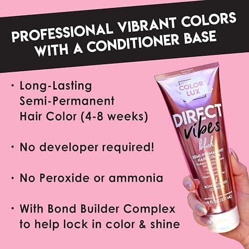Color Lux Direct Vibes Semi-Permanent Hair Color & Color Cleansing Conditioner Bundle, Magenta, with Bond Builder Complex, Sulfate-Free, Paraben-Free, fl 8 oz + 8.25 fl oz thumbnail 5