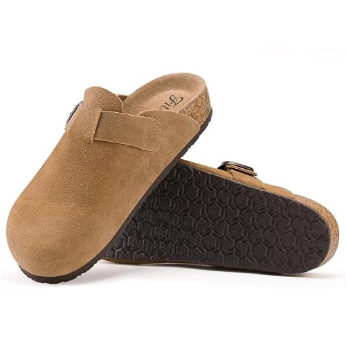 FITORY Womens Clogs Slip-on Potato Shoes Leather Mules with Suede Cork Footbed Size 6-11 thumbnail 4