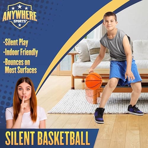 Anywhere Ball, Silent Basketball, Airless Foam for Indoor Training, Dribbling, and Realistic Bounce thumbnail 4