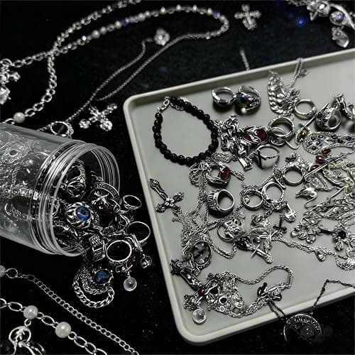 Eichopmen Mystery Jewelry Jar Set 33-35 Pcs Surprise Jewelry Box for Women | Includes Necklaces, Earrings, Rings and Bracelets, Alternative Fashion Romantic Present for Her, Halloween&Christmas day thumbnail 7