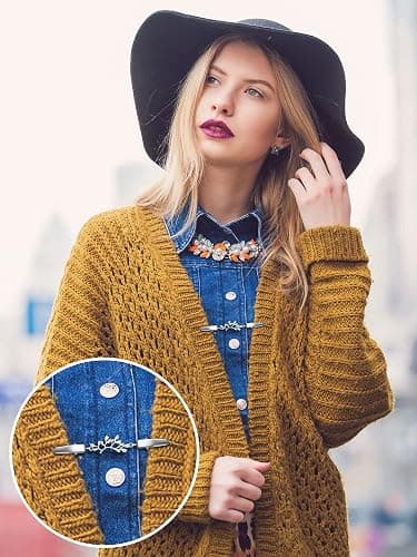 Hicarer 6 Pieces Vintage Shirt Dress Cardigan Clip, Waist Clip for Women, Sweater Shawl Brooch Jacket for Clothing thumbnail 2
