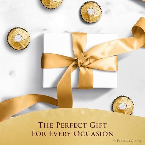 Ferrero Rocher Gourmet Hazelnut Milk Chocolate Gift Box, 42 Individually Wrapped Chocolates, 18.5 oz thumbnail 4