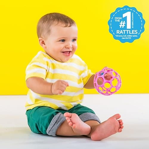 Bright Starts Oball Rattle Easy-Grasp Toy - Pink, Ages Newborn - 1 Count (Pack of 1) thumbnail 3