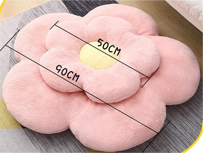 YILANLAN Cute Flower Cushion Plush Floor Pillow Casual Comfortable Pillow Office Living Room Bed Decoration Cushion Simple Room Decoration (Brown, 50cm) thumbnail 3