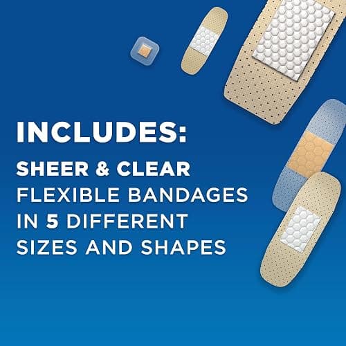 BAND-AID Brand Adhesive Bandages Family Variety Pack, Sheer & Clear Flexible Sterile Individually Wrapped Strips & Spots, First Aid Wound Care for Minor Cuts, Scrapes, Burns, 5 Sizes, 280 ct thumbnail 5