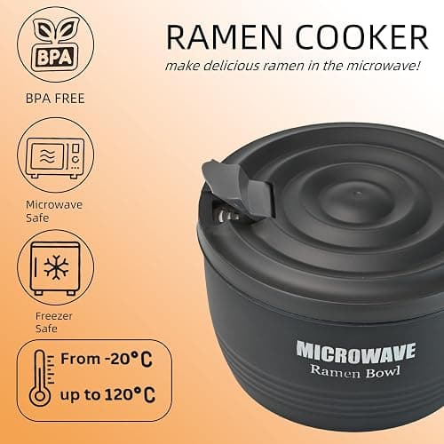 Layron 2 Sets Microwave Ramen Cooker Bowl 45 oz Instant Noodle Bowl with Handles Ramen Noodle Cooker with Spoon Chopsticks Fork Knife College Dorm Room Essentials for Boys Girls (Black, Black) thumbnail 6