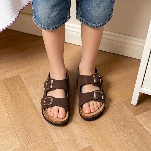 ODOLY Kids Cork Footbed Slides Sandals Adjustable Buckle Summer Shoes | Boys Girls Casual Sandals with Arch Insoles & Anti-Slip Soles for Toddler/Little/Big Kid thumbnail 7