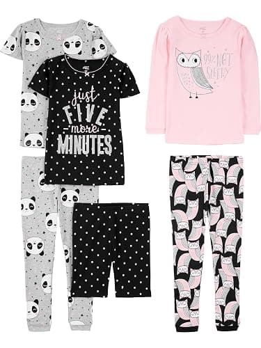 Simple Joys by Carter's girls 6-piece Snug Fit Cotton Pajama Set - Image 1