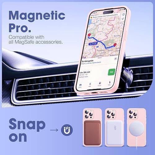 YEMORAN Compatible with iPhone 11 Pro Max Case with Built-in Camera Lens Protectors Translucent Magnetic 11 Pro Max Phone Case 6.5" [Compatible with Mag-Safe][Great Grip Feeling], Pink thumbnail 5