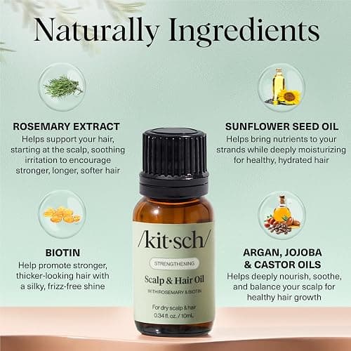 Kitsch Rosemary Oil for Hair Growth – Hair Oil with Biotin, Castor & Jojoba – Pre-Wash Scalp oil for Hair Care – Lavender Scent – 10mL | Ideal Gifts for Women thumbnail 5
