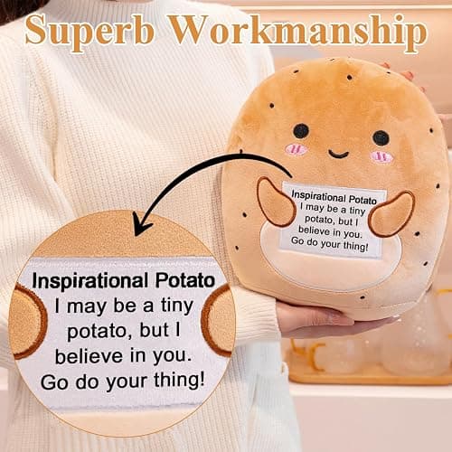 Finebee Potato Plush, Cute Potato Stuffed Animal, Positive Doll Funny Reduce Pressure Toy Cheer Up Gifts for Girls Boys Party Decor 10" thumbnail 4