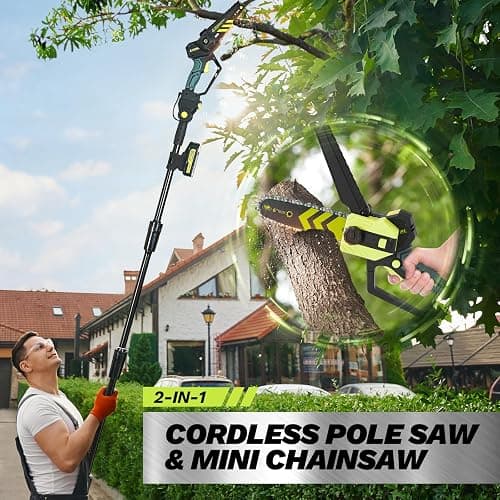 Saker Cordless Pole Saw and Mini Chainsaw,2-IN-1 Pole Chainsaw,Brushless Electric Pole Saw Battery Powered 6 Inch Chainsaw, 78.74 Inch Max Reach Tree Trimmer Pole Saw thumbnail 2