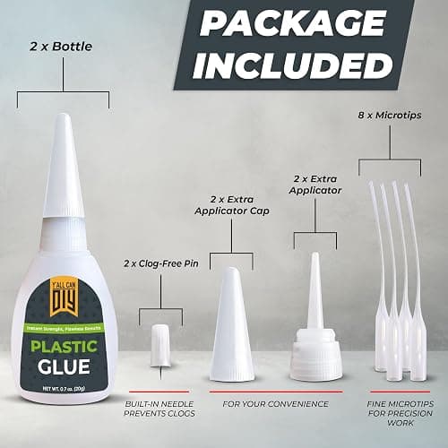 Y'allCanDiy Super Glue for Plastic 2 Pk x .7 Oz (20g) – Cyanoacrylate Based Heavy Duty CA Glue for Legos, Miniatures, PLA, 3D Printing, Toys, ABS, PVC, DIY Kits thumbnail 3