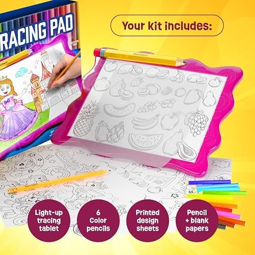 Dan&Darci Light Up Tracing Pad for Kids - Arts & Crafts Writing Drawing Tracer Board, Craft Kit for Girls & Boys Ages 6-12 - Birthday Toys Gifts Ideas for Girl or Boy 6+ Year Old Gift Toy - 6 7 8 9 10 thumbnail 3