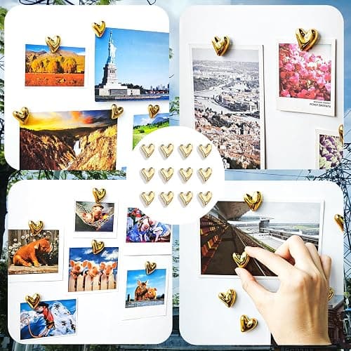 Janvelle 12PCS Refrigerator Magnets Gold Magnets for Fridge 0.83in Small Love Heart Cute Decorative Magnet Set for Home Kitchen Office Whiteboard Decor thumbnail 6