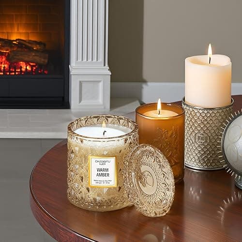 Chloefu LAN Amber Candles, Luxury Candle for Home Scented, Long Burning Time, Holiday Gifts, All Natural Soy Wax Decorative Candles, Scented Candle Gifts for Men&Women, 8.1oz thumbnail 4