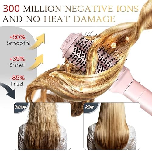 5 in 1 Air Wrap Hair Styler,Dual Voltage Professional Frizz Free Hair Dryer Brush - High-Speed Hot Air Styler, No Heat Damage Auto Wrap Hot Air Styler Wrap, Fast Drying, Curling, Straightening (Pink) thumbnail 3