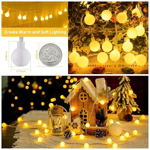 JMEXSUSS 100 LED Connectable Globe String Lights Indoor Bedroom, 33ft Warm White Christmas Lights Plug in with Remote, 8 Mode Hanging Fairy Lights Outdoor for Room Classroom Party Tree Christmas Decor thumbnail 7