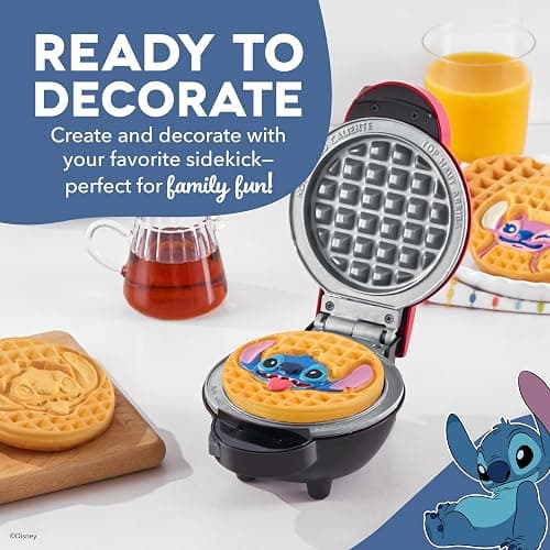 Disney Dash MultiMaker® Mini System Removable Plate Set - Ceramic Coating Replacement Plates for Waffle Breakfast - Waffle Maker Not Included - 4-Inch - 2-Pack - Stitch & Angel thumbnail 4