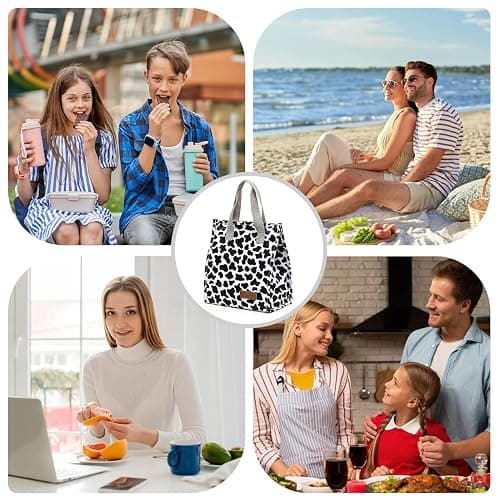 TELLUMO Lunch bag, Insulated Lunch Bag for Women Men Large Lunch Box Container Reusable Leakproof Tote for Office, Work, School, Beach or Travel (Cow-print) thumbnail 7
