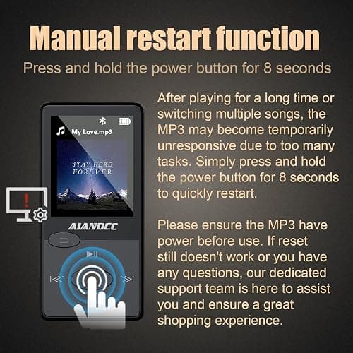 Mp3 Player with Bluetooth 5.3 HiFi Sound, Mp3 Player with FM Radio, Mini Music Player 32GB for Kids Adults, Earphones Included, TF Card can be Inserted thumbnail 6